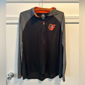Majestic Cool Base Baltimore Orioles 1/4 Zip Pullover XXL Black Gray Long Sleeve